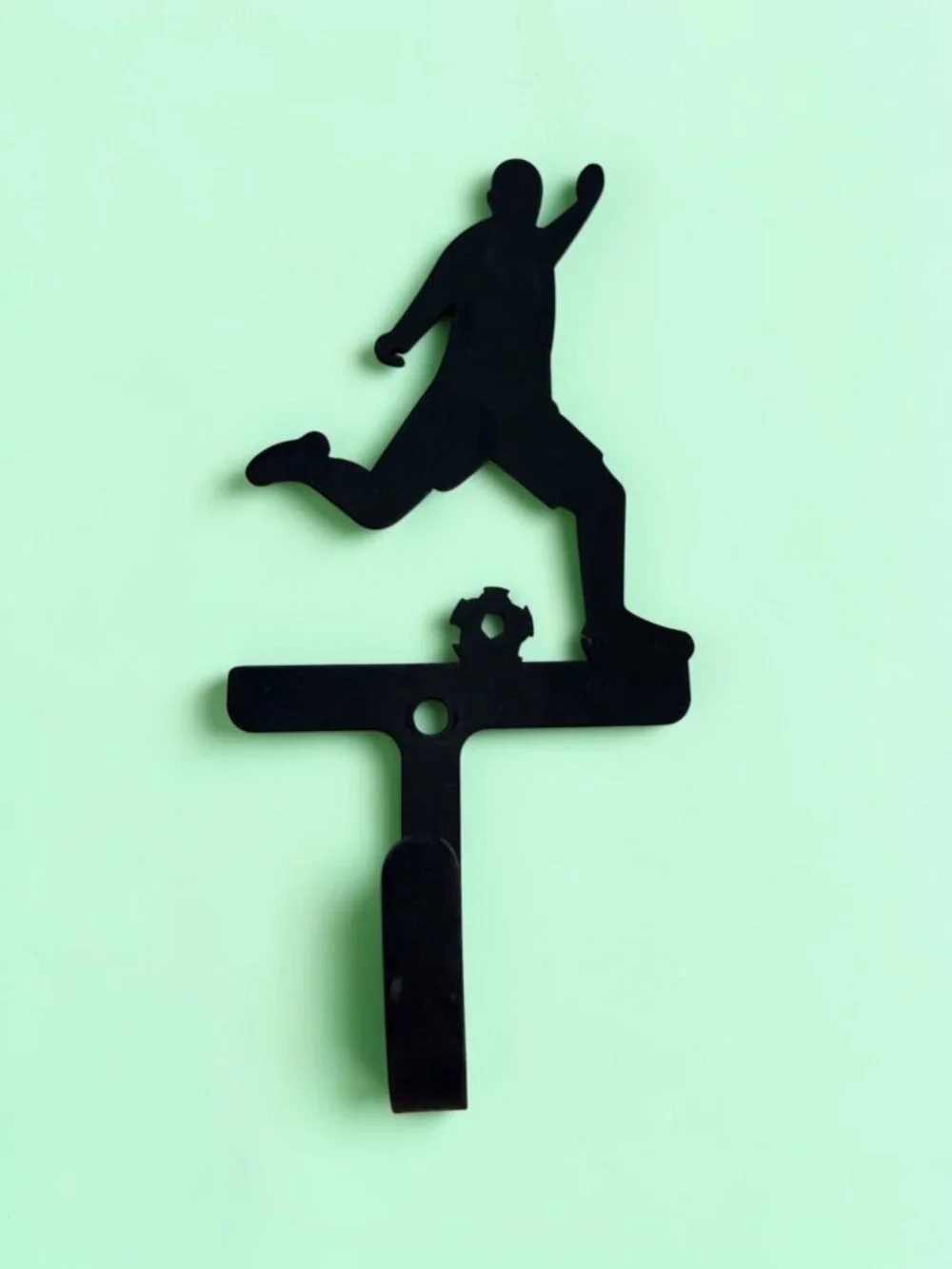 Wrought Iron Soccer Player Wall Hook Small 3.5